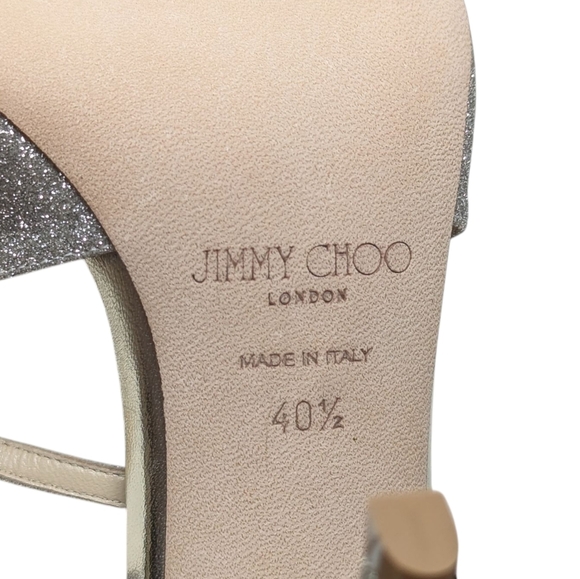 NIB Jimmy Choo Azia Platinum Ice Dusty Glitter Dress Sandal Size EU 40.5 - Picture 7 of 12